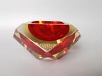 Murano glas Sommerso Flavio Poli facet schaal diamant vorm, Verzenden