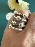 S170/Verzilverde B&G Degelijke BRUTALIST ring 18-1/4, Sieraden, Tassen en Uiterlijk, Ringen, Gebruikt, Verzenden, X, Dame