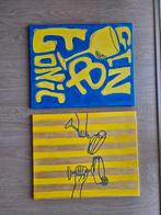 Gin Tonic Schilderijen - Blauw, Geel & Goud, Ophalen of Verzenden