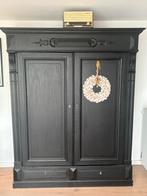 Zwarte oude kast met legplanken en lades, Huis en Inrichting, Kasten | Kledingkasten, Ophalen, Gebruikt, 200 cm of meer, 150 tot 200 cm
