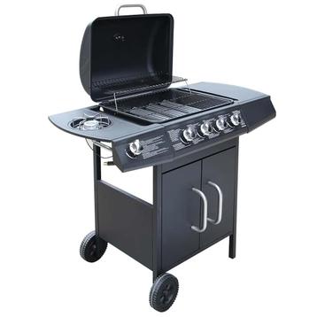 vidaXL Gasbarbecue 4+1 kookzone zwart, tuin BBQ beschikbaar voor biedingen