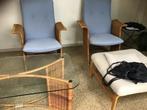 Serre set: 4 stoelen & glazen tafel, Ophalen, Gebruikt, Blauw, Vier