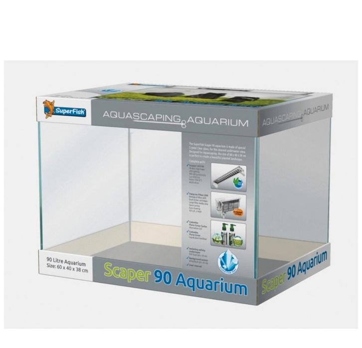 Superfish Scaper 90 Aquarium - Zo Goed Als Nieuw!, Dieren en Toebehoren, Vissen | Aquaria en Toebehoren, Zo goed als nieuw, Leeg aquarium