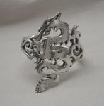 Zilveren unisex ring met draak maat 20,75 nr.613, Sieraden, Tassen en Uiterlijk, Ringen, 20 of groter, Verzenden, Zo goed als nieuw
