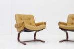 Set Vintage Mid century fauteuils, Huis en Inrichting, Fauteuils, Gebruikt, Hout, 75 tot 100 cm, 50 tot 75 cm