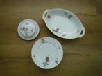Art Deco ontbijtborden botervloot en 3 schalen bloemmotief, Ophalen