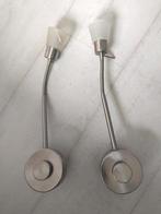 Stekkerlamp met dimmer, metaal met witte kap, buigzaam, Huis en Inrichting, Ophalen of Verzenden, Gebruikt