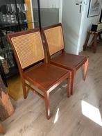 Vintage stoel met rotan rugleuning, Huis en Inrichting, Gebruikt, Ophalen of Verzenden, Bruin, Eén
