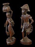 Twee Balinese beelden Coromandel hout 1940/50 (51cm!), Antiek en Kunst, Kunst | Beelden en Houtsnijwerken, Ophalen of Verzenden