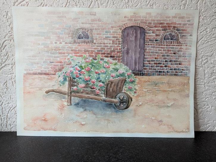 Aquarel uit eigen werk, Antiek en Kunst, Kunst | Schilderijen | Klassiek, Ophalen of Verzenden