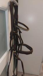 Hoofdstel bruin glitter goud Cob, Dieren en Toebehoren, Paarden en Pony's | Hoofdstellen en Tuigage, Ophalen of Verzenden, Gebruikt