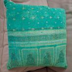 Vintage India-kussen, SissyBoy, groentinten+geel, 50x50 cm., Huis en Inrichting, Woonaccessoires | Kussens, Ophalen of Verzenden