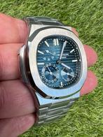 Patek Philippe ✅ moon chrono power reserve blauw staal, Sieraden, Tassen en Uiterlijk, Staal, Staal, Polshorloge, Nieuw