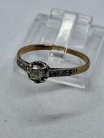 Antieke 10K Gouden Diamanten Ring - Maat 17.3, Gebruikt, Ophalen of Verzenden, 17 tot 18, Met edelsteen
