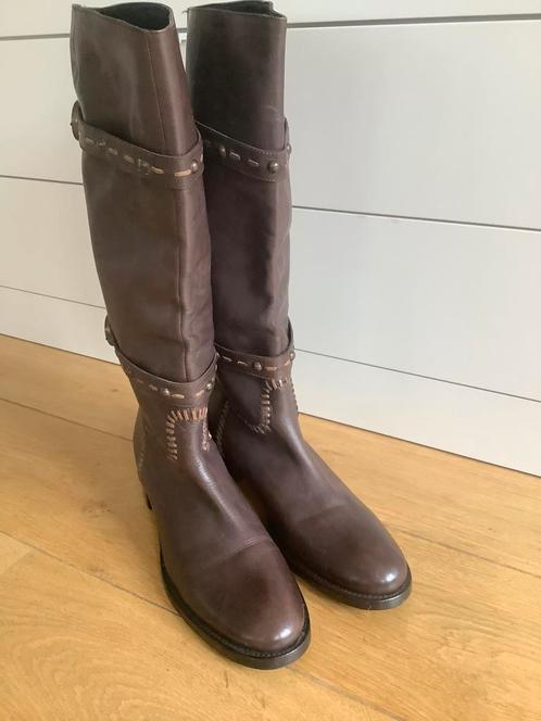 Lange leren laarzen Bitter mt 40 z.g.a.n., Kleding | Dames, Schoenen, Zo goed als nieuw, Overige typen, Bruin, Ophalen of Verzenden