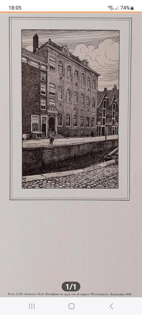 Armeense Kerk Amsterdam - Wenckebach 1970, Antiek en Kunst, Kunst | Etsen en Gravures, Ophalen of Verzenden
