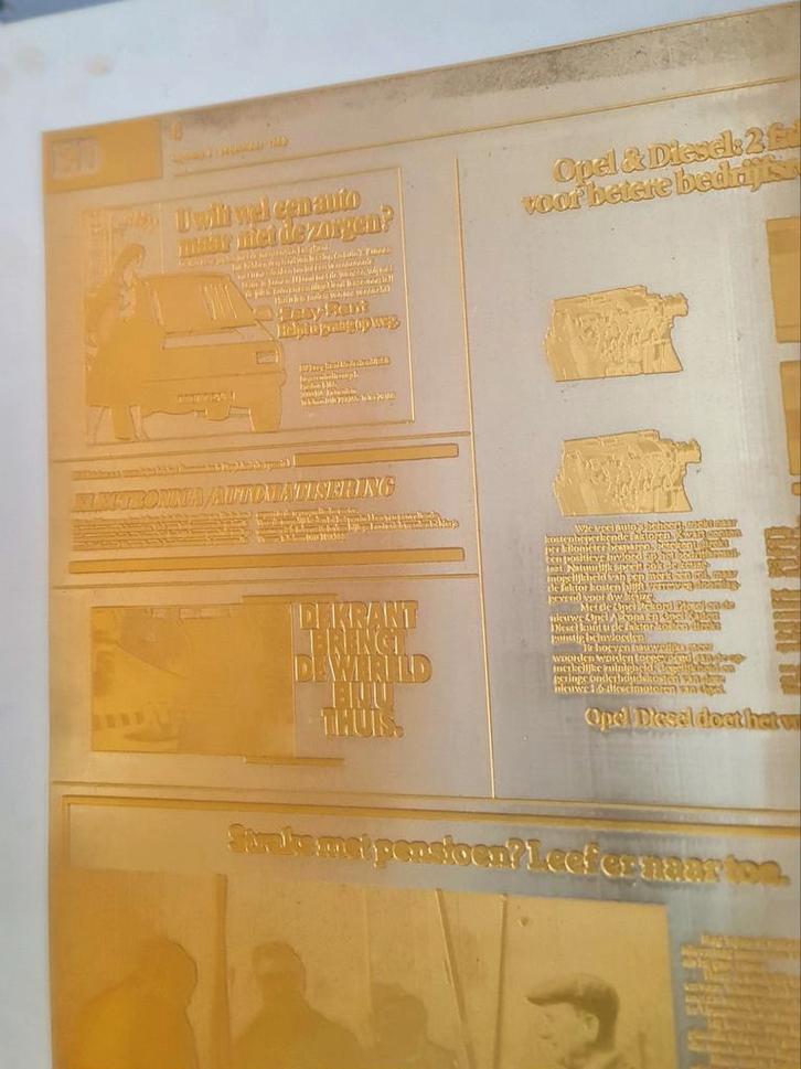 Oude drukplaat cliché vintage + reclame Opel Easy Rent Sire, Antiek en Kunst, Curiosa en Brocante, Ophalen