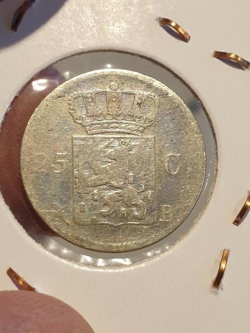 25 cent 1824B zilver, nr.2 (4), Postzegels en Munten, Munten | Nederland, 25 cent, Koningin Wilhelmina, Zilver, Ophalen of Verzenden