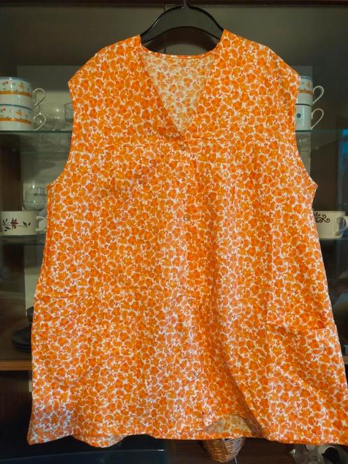 Retro Tuniek Vintage Oranje Bloemen Bloes 44 46 boho Hippie, Kleding | Dames, Blouses en Tunieken, Nieuw, Maat 42/44 (L), Oranje