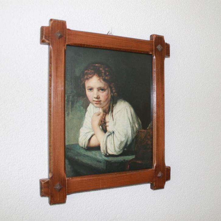 Schilderij "Meisje in het venster" van Rembrandt, Huis en Inrichting, Woonaccessoires | Schilderijen, Tekeningen en Foto's, Zo goed als nieuw