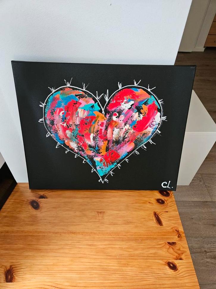 Hartenwens Corrie Leushuis nieuw, Antiek en Kunst, Kunst | Schilderijen | Abstract, Ophalen of Verzenden