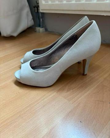 Manfield mooie beige leren peeptoes pumps mt 38 NIEUW beschikbaar voor biedingen
