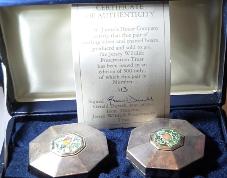 Prachtige set Bakjes in Zilver uit Engeland met emaille, Antiek en Kunst, Antiek | Goud en Zilver, Zilver, Verzenden