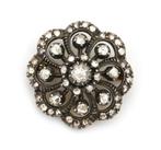 Antiek diamant broche 1930 mooie design goud zilver, Ophalen, Goud, Broche, Met edelsteen
