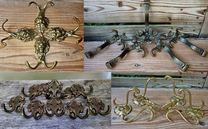 13x Kapstokhaken & Mechelse Ringen - Koper Brons Metaal, Huis en Inrichting, Woonaccessoires | Kapstokken, Zo goed als nieuw, Wandhaken