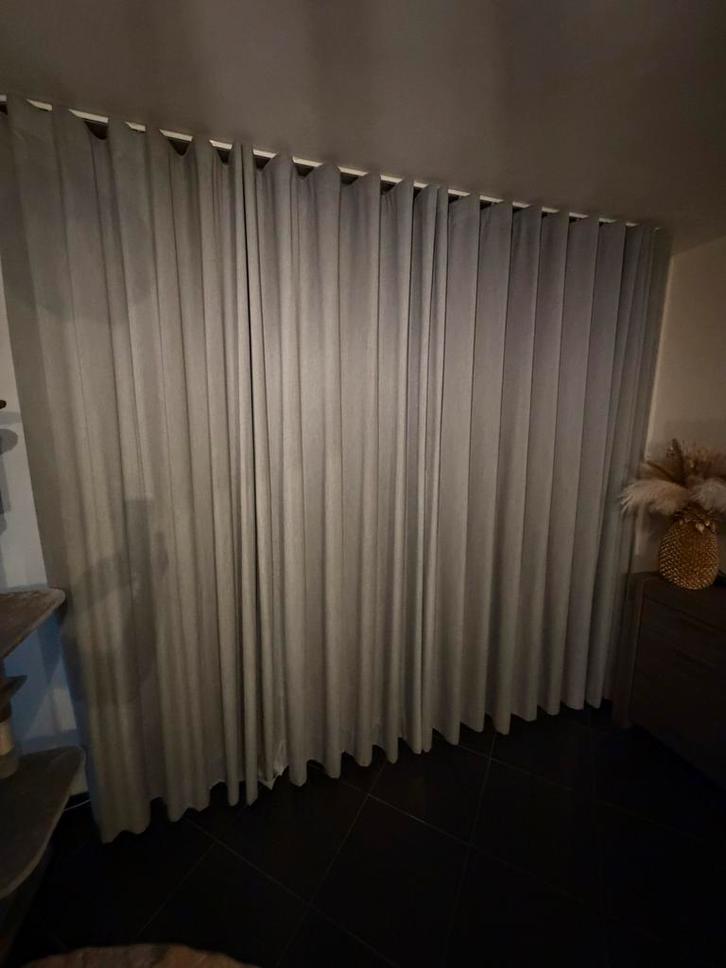 Gordijnen Artimo blauw/grijs , waveplooi,  4 stuks  3 meter, Huis en Inrichting, Stoffering | Gordijnen en Lamellen, Zo goed als nieuw