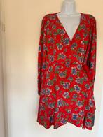 Beautiful red/floral jumpsuit/wrapdress with velvet tie, Zara, Maat 42/44 (L), Ophalen of Verzenden, Zo goed als nieuw