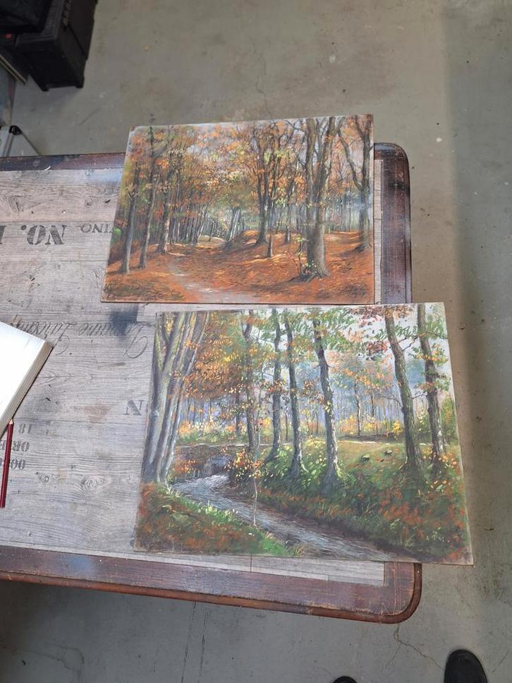 Zoldervondst 2 werken van J.l. Dispo Sr schilderijen 1947, Antiek en Kunst, Kunst | Tekeningen en Foto's, Ophalen of Verzenden