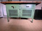 Eyecatcher! Industriële werkbank., Huis en Inrichting, Kasten | Dressoirs, Ophalen, Zo goed als nieuw, 25 tot 50 cm, Glas