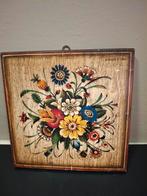 Vintage Houten bloemen -Paneel D'arte F. Conz, Ophalen of Verzenden