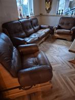 eiken bankstel, Ophalen, Gebruikt, Driepersoons, Rechte bank