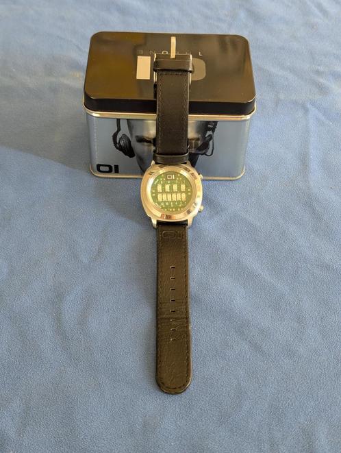 OI the one binary time, Sieraden, Tassen en Uiterlijk, Horloges | Heren, Gebruikt, Overige merken, Staal, Ophalen of Verzenden