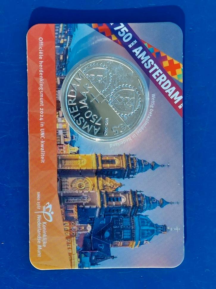 5 Euro Amsterdam 750 Jaar Coincard 2024 UNC, Postzegels en Munten, Munten | Nederland, Ophalen of Verzenden