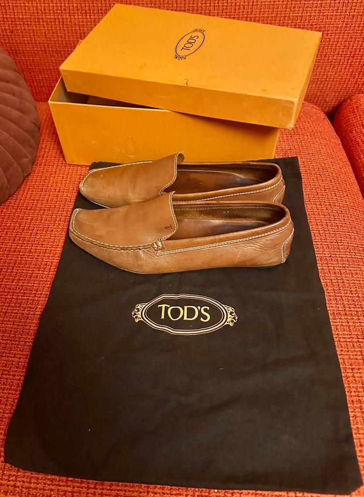 Vintage leren loafers Tod's cognac bruin maat 37, Kleding | Dames, Schoenen, Zo goed als nieuw, Instappers, Bruin, Verzenden