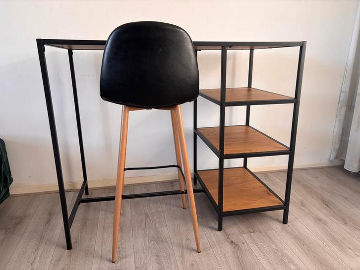 Bartafel met 3 krukken, Huis en Inrichting, Tafels | Eettafels, Zo goed als nieuw, 50 tot 100 cm, 100 tot 150 cm, Rechthoekig