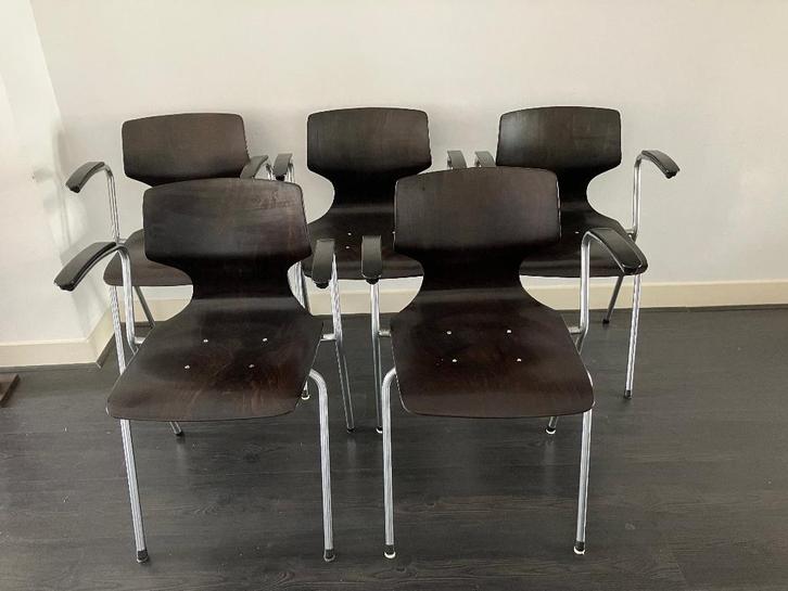 Design eetkamerstoelen, Flötotto Plywood, 4 stuks, Huis en Inrichting, Stoelen, Vijf, Zes of meer stoelen, Hout, Ophalen