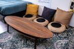 Salontafel, walnootfineer, 180x59 cm, met krukjes, 60 cm, Ophalen, Zo goed als nieuw, Riet of Rotan