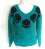 nep bont doodshoofd trui cyber gothic punk rave rock emo alt, Kleding | Dames, Truien en Vesten, Overige kleuren, Verzenden, Maat 42/44 (L)