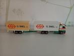 scania bakwagen met wipkar G.Snel  -tekno-, Hobby en Vrije tijd, Modelauto's | 1:50, Ophalen of Verzenden, Gebruikt, Bus of Vrachtwagen
