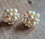 Vintage knip oorbellen met parels, Overige materialen, Gebruikt, Wit, Ophalen of Verzenden