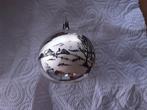 Vintage glazen kerstbal met handbeschilderd winterlandschap, Diversen, Kerst, Ophalen of Verzenden