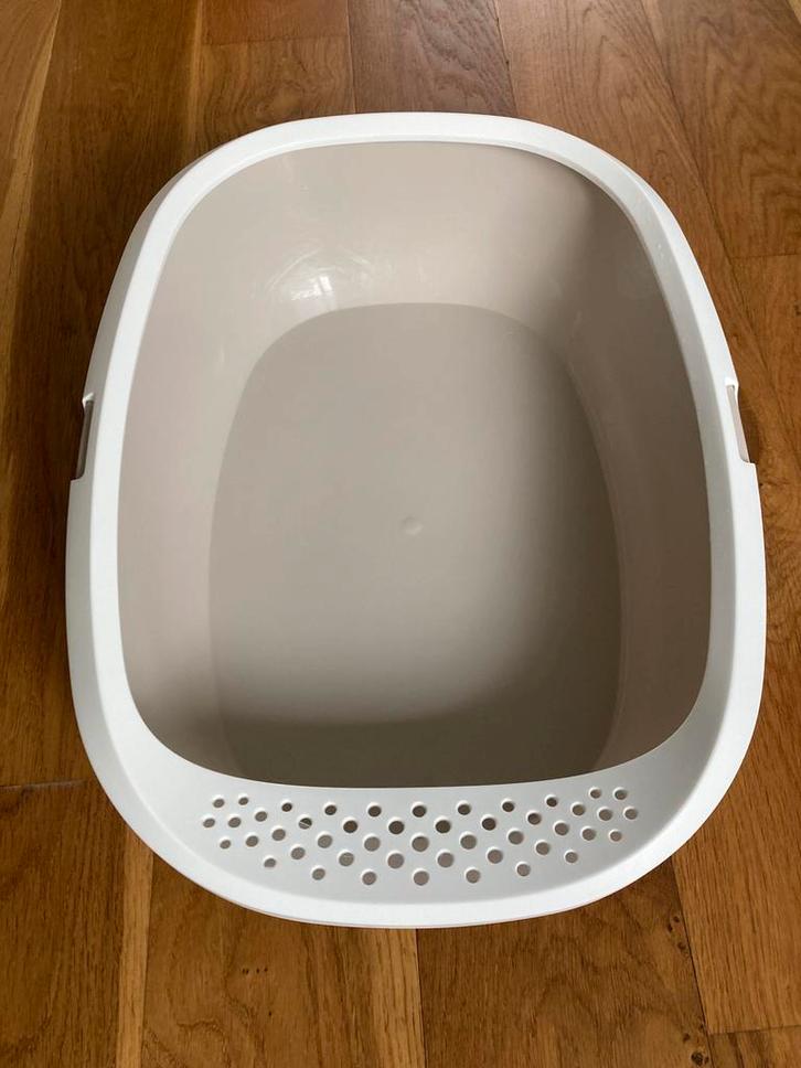 Kattenbak 52x39,5x15 cm (mokka/wit), Dieren en Toebehoren, Kattenbakken, Zo goed als nieuw, Ophalen