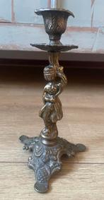 Prachtige koperen kandelaar met vrouw, Ophalen of Verzenden, Koper of Brons