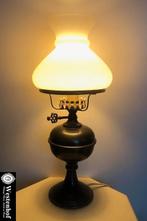 Brocante olielamp - tafellamp - elektrische  antiek koper, Huis en Inrichting, Lampen | Tafellampen, Ophalen of Verzenden, Gebruikt