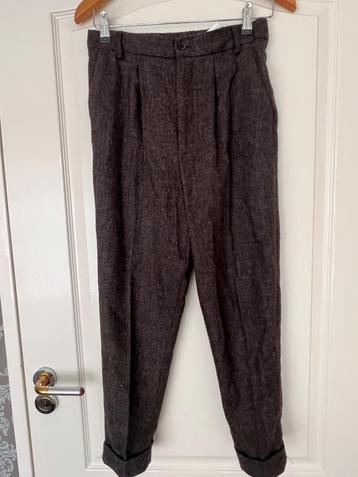 Zara tweed wollen bruine broek nieuw XS beschikbaar voor biedingen