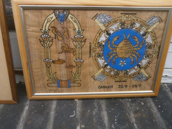 EGYPTISCH Schilderijtje Sterrenbeeld Cancer Kreeft, Diversen, Kerst, Ophalen of Verzenden